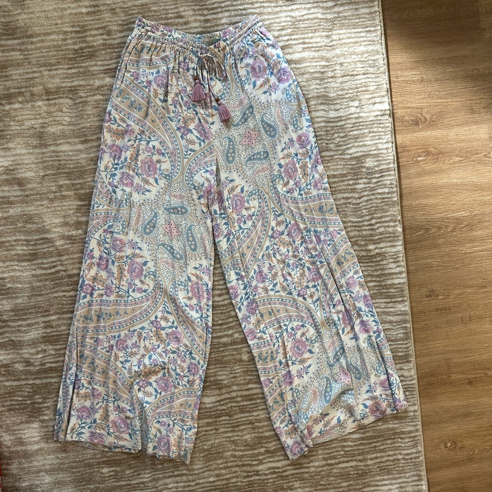 Floral Paisley Wide-Leg Pants